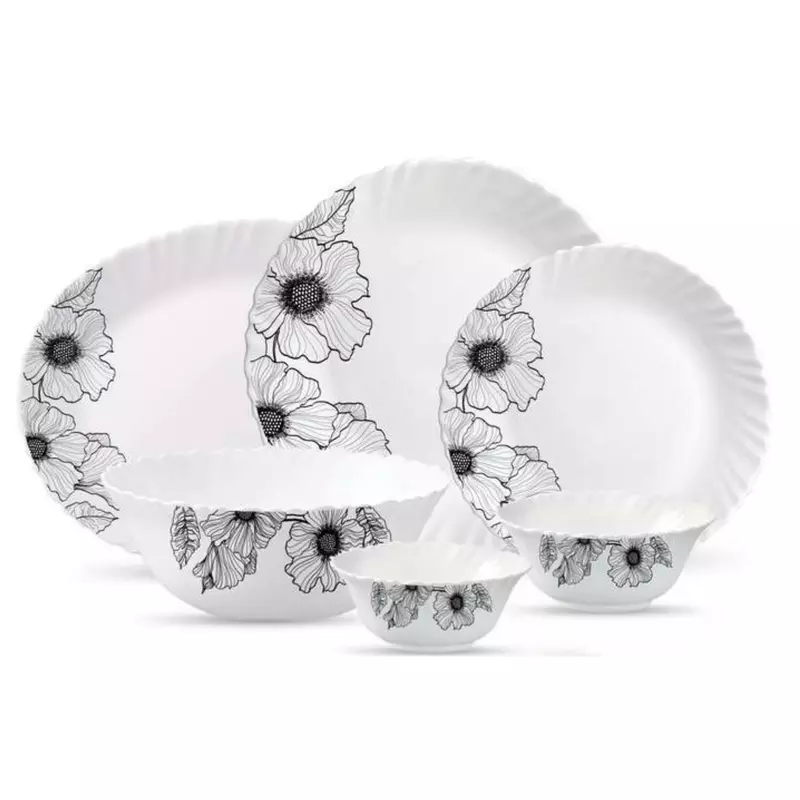 LAOPALA Pack of 33 Opalware Diva Classique Misty Flair Hygienic & Dishwasher safe Dinner Set