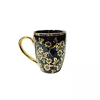 Black Traditional Printed Tea Coffee Mug