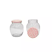 Yera Lucia Jar with Floral Lug Caps Set of 2