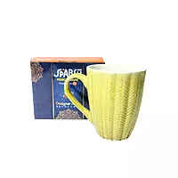 Large Coffee Mugs with Embossed Checkered Pattern Surface