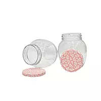 Yera Lucia Jar with Floral Lug Caps Set of 2