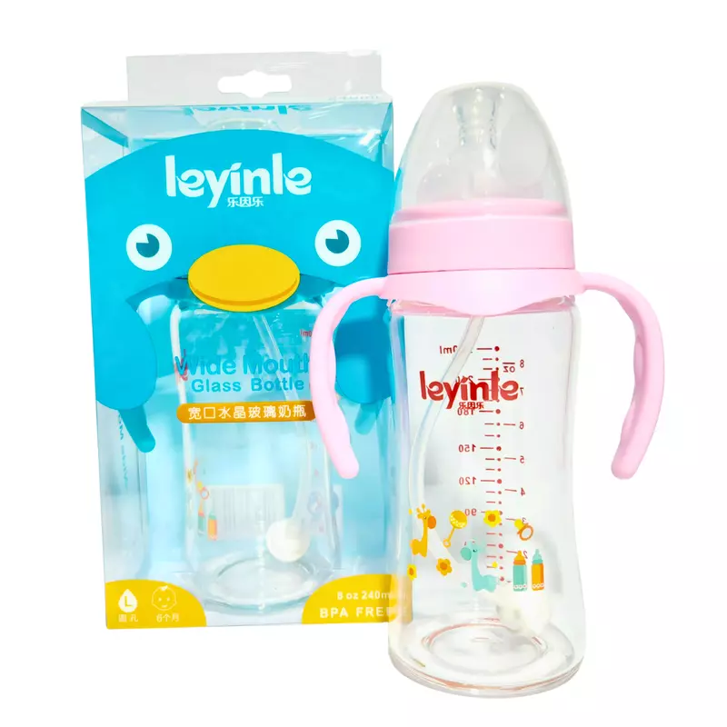 Leyinle wide-mouth glass baby feeding bottle