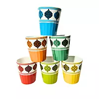 Handcrafted Ceramic Multicolor Microwave Safe Chai/Tea Glasses/Serving Tea Kullad Cups Set