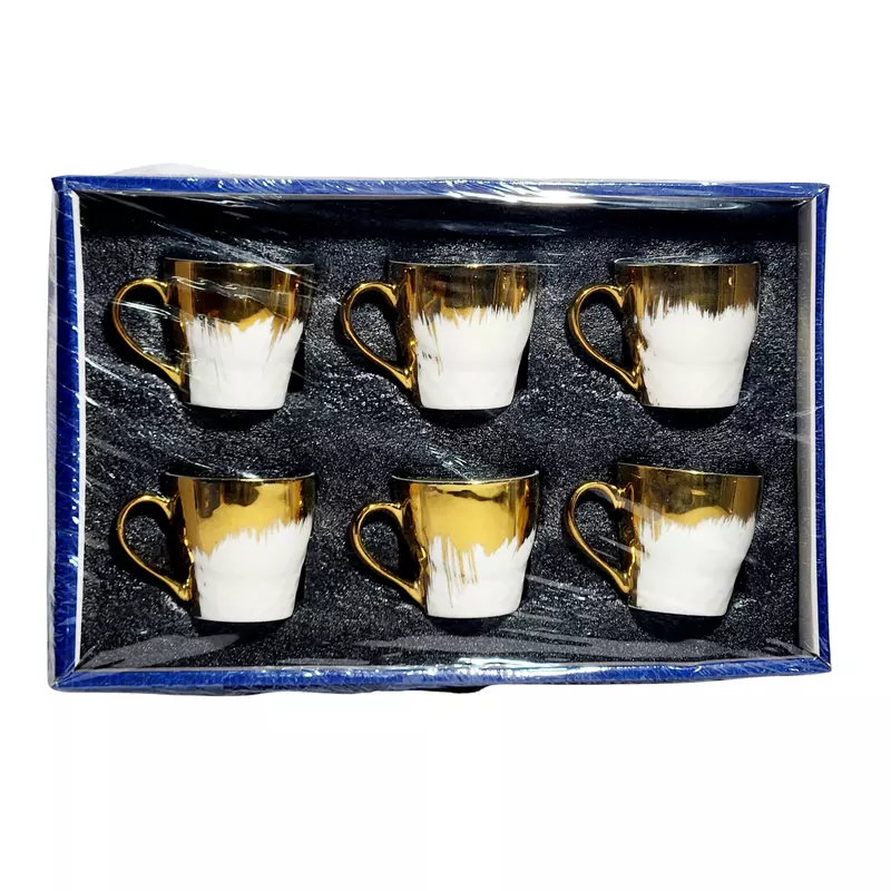 Liva Singhania Royal Collection and 6 PCS Exclusive Mugs Cup Set Golden