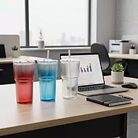Gradient-Colored Korean Glass Tumblers with Straw for Juice, Cold Drinks, Coffee, Matcha