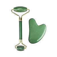 Manual Non Electric Face Body Roller Massager, 3D Roller Face Massager With Natural Crystal Stone Massage Roller Green Aventurine Roller With Gua Sha Facial Massage