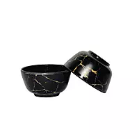 Melamine Black Golden Marble Print Bowl