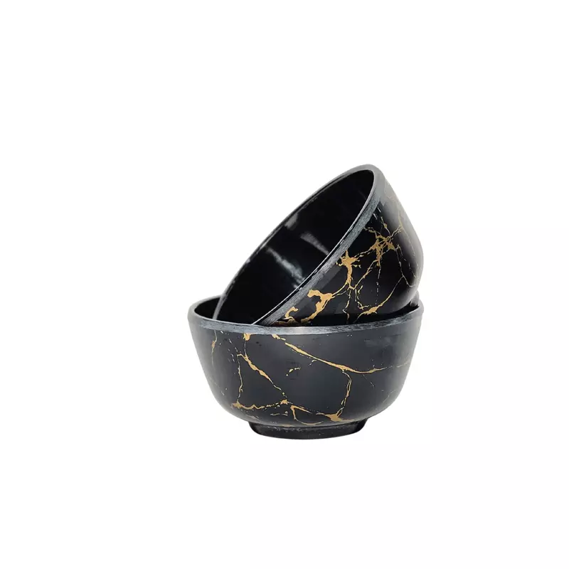 Melamine Black Golden Marble Print Bowl