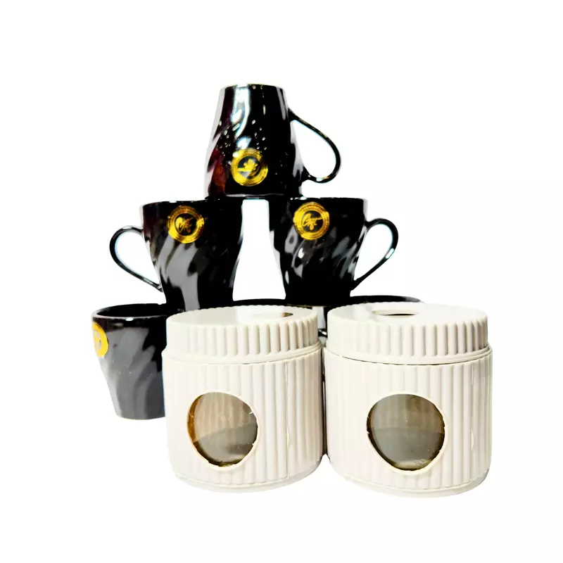 Gold Print Mug for Tea/Coffee Green Tea Espresso Hot Beverage Cup Set of 6 220 ML