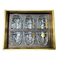 Glassware Premium Crystal Clear Diamond Cut Square Bottom and Round Top Whiskey Beer Drinking Water and Juice Glasses Set of 6 Pcs