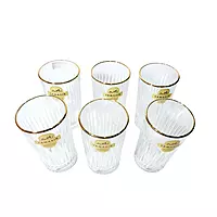 Gold Rim Hi-Ball Crystal Whiskey Glasses Set of 6 pcs