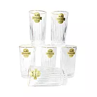 Gold Rim Hi-Ball Crystal Whiskey Glasses Set of 6 pcs