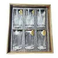 Gold Rim Hi-Ball Crystal Whiskey Glasses Set of 6 pcs