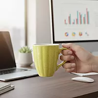 Large Coffee Mugs with Embossed Checkered Pattern Surface