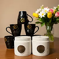 Gold Print Mug for Tea/Coffee Green Tea Espresso Hot Beverage Cup Set of 6 220 ML