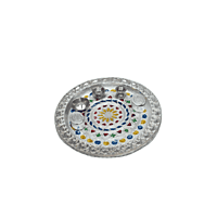 Silver Coated Pooja Thali with 1 Diya, 2 Bowls, 1 Kumkum Container & 1 Incense Stick Holder