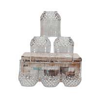 Set of 6 Diamond Cut Glass Set Transparent
