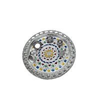 Silver Coated Pooja Thali with 1 Diya, 2 Bowls, 1 Kumkum Container & 1 Incense Stick Holder
