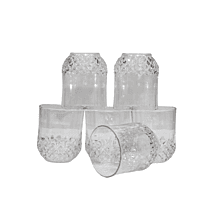 Set of 6 Diamond Cut Glass Set Transparent