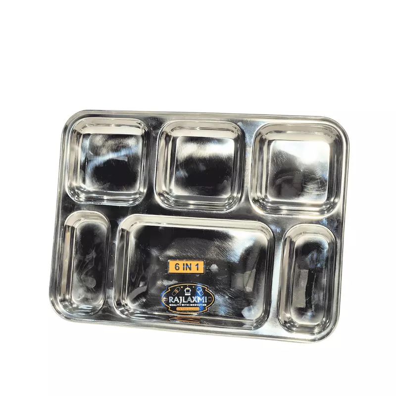 6 Compartment Stainless Steel Plate