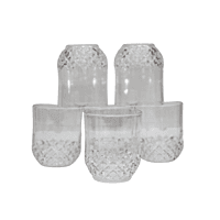 Set of 6 Diamond Cut Glass Set Transparent