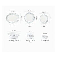 LAOPALA Pack of 27 Opalware Diva Classique Grace Blue 100% Hygienic & Dishwasher safe Dinner Set