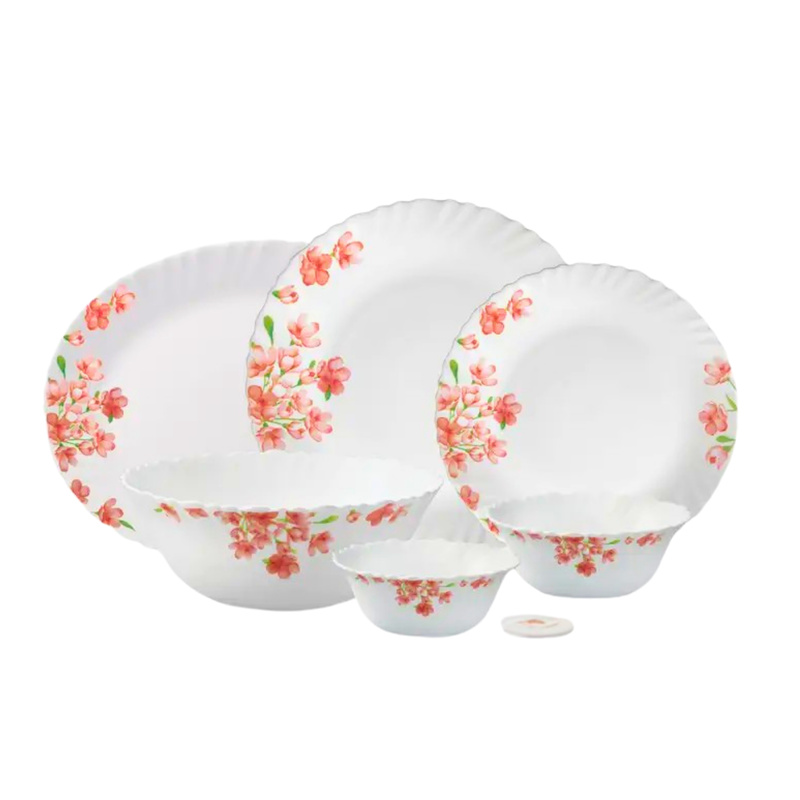 LAOPALA Pack of 33 Opalware Diva Classique Aster pink 100% Hygienic & Dishwasher safe Dinner Set