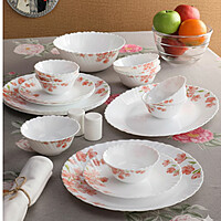 LAOPALA Pack of 33 Opalware Diva Classique Aster pink 100% Hygienic & Dishwasher safe Dinner Set