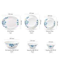 LAOPALA Pack of 33 Opalware Diva Classique Misty Flair 100% Hygienic & Dishwasher safe Dinner Set