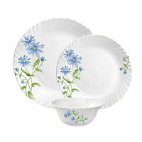 LAOPALA Pack of 27 Opalware Diva Classique Blue Daisy  Hygienic & Dishwasher safe Dinner Set