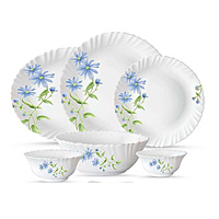 LAOPALA Pack of 27 Opalware Diva Classique Blue Daisy  Hygienic & Dishwasher safe Dinner Set