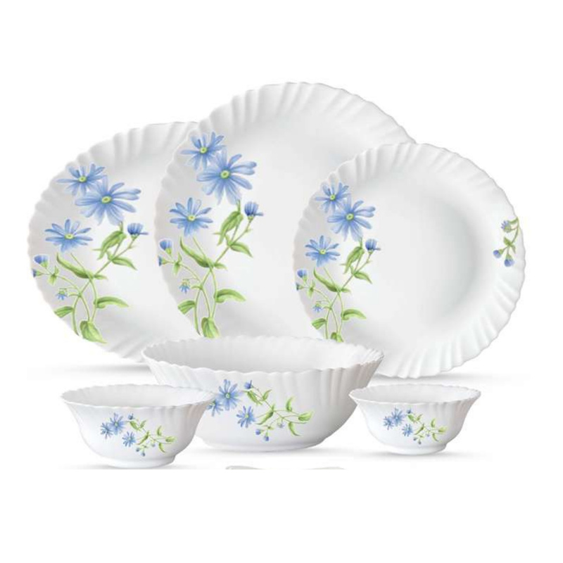 LAOPALA Pack of 27 Opalware Diva Classique Blue Daisy  Hygienic & Dishwasher safe Dinner Set
