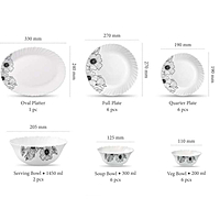 LAOPALA Pack of 33 Opalware Diva Classique Misty Flair Hygienic & Dishwasher safe Dinner Set