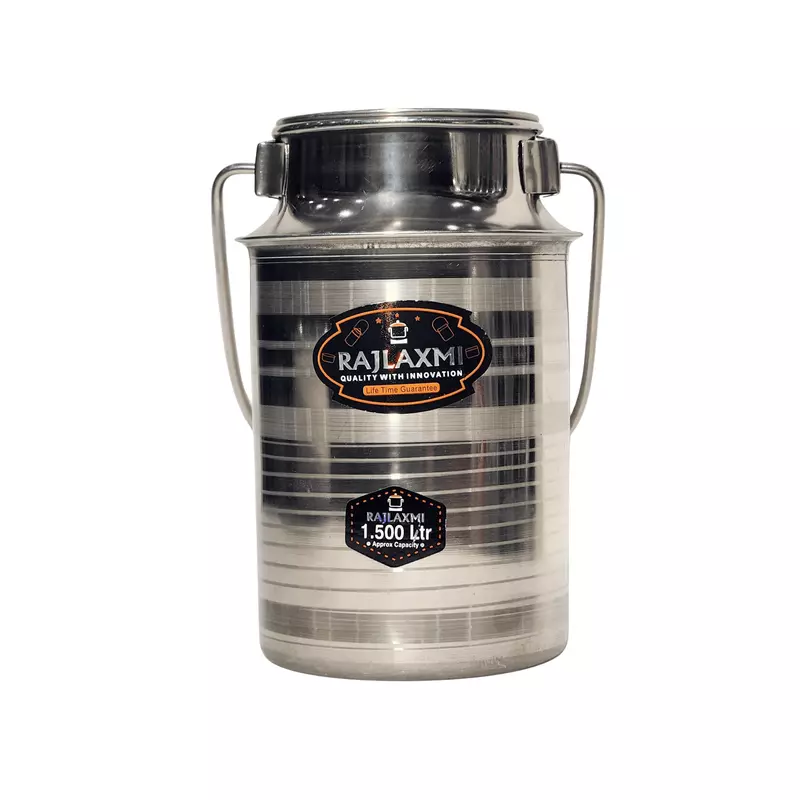 Stainless Steel Milk Container with Lid & Handle