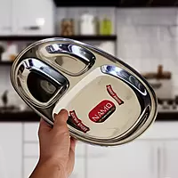 Premium Stainless Steel 3 Compartment Plate