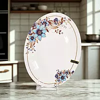 Oval Shaped Floral Printed Rice Serving Tray