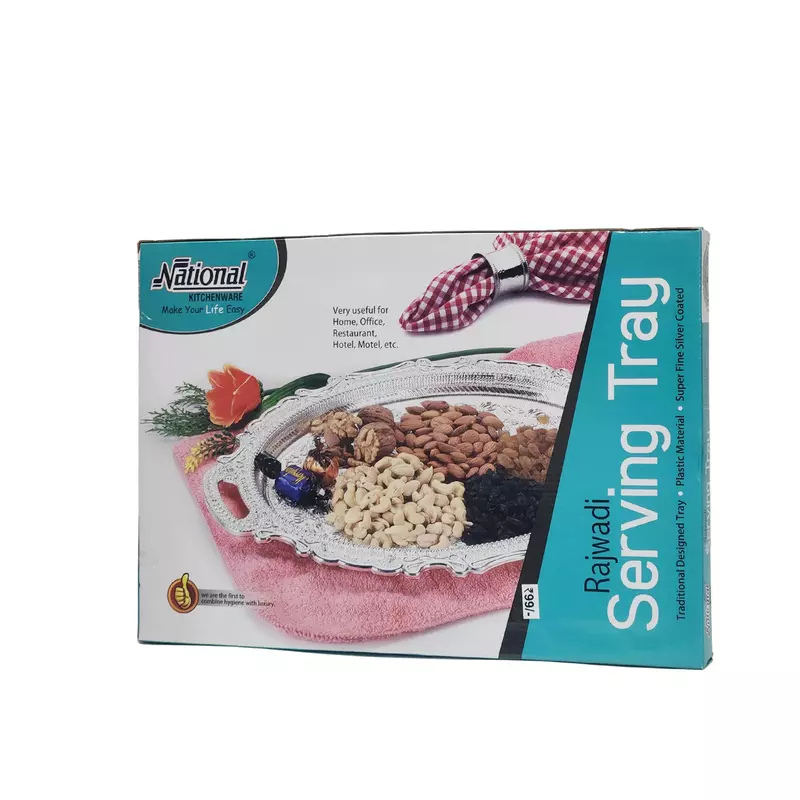 Traditional Rajwadi Serving Tray Silver Coated