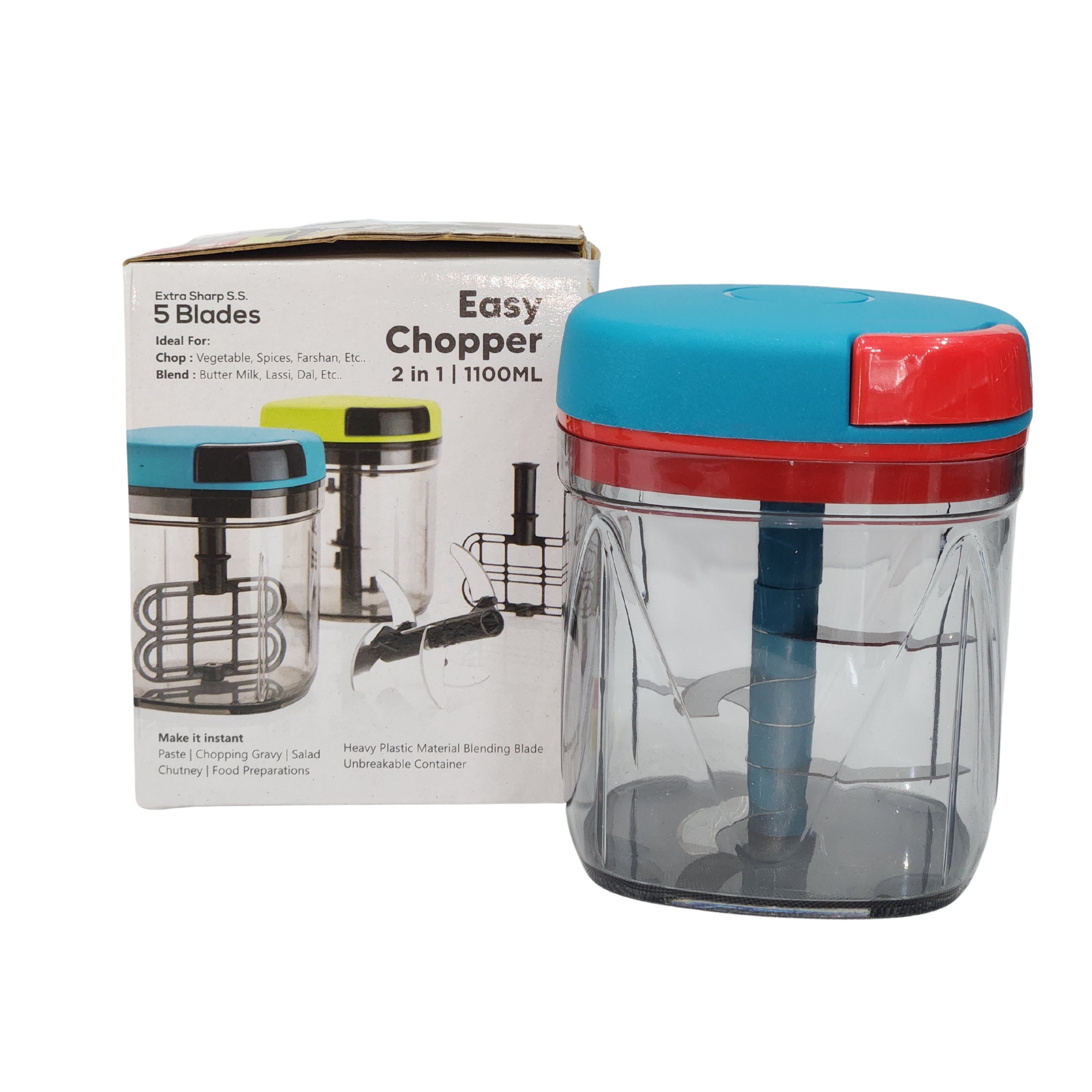 Multipurpose Sqaure Plastic Chopper With 5 Blades And Mixer