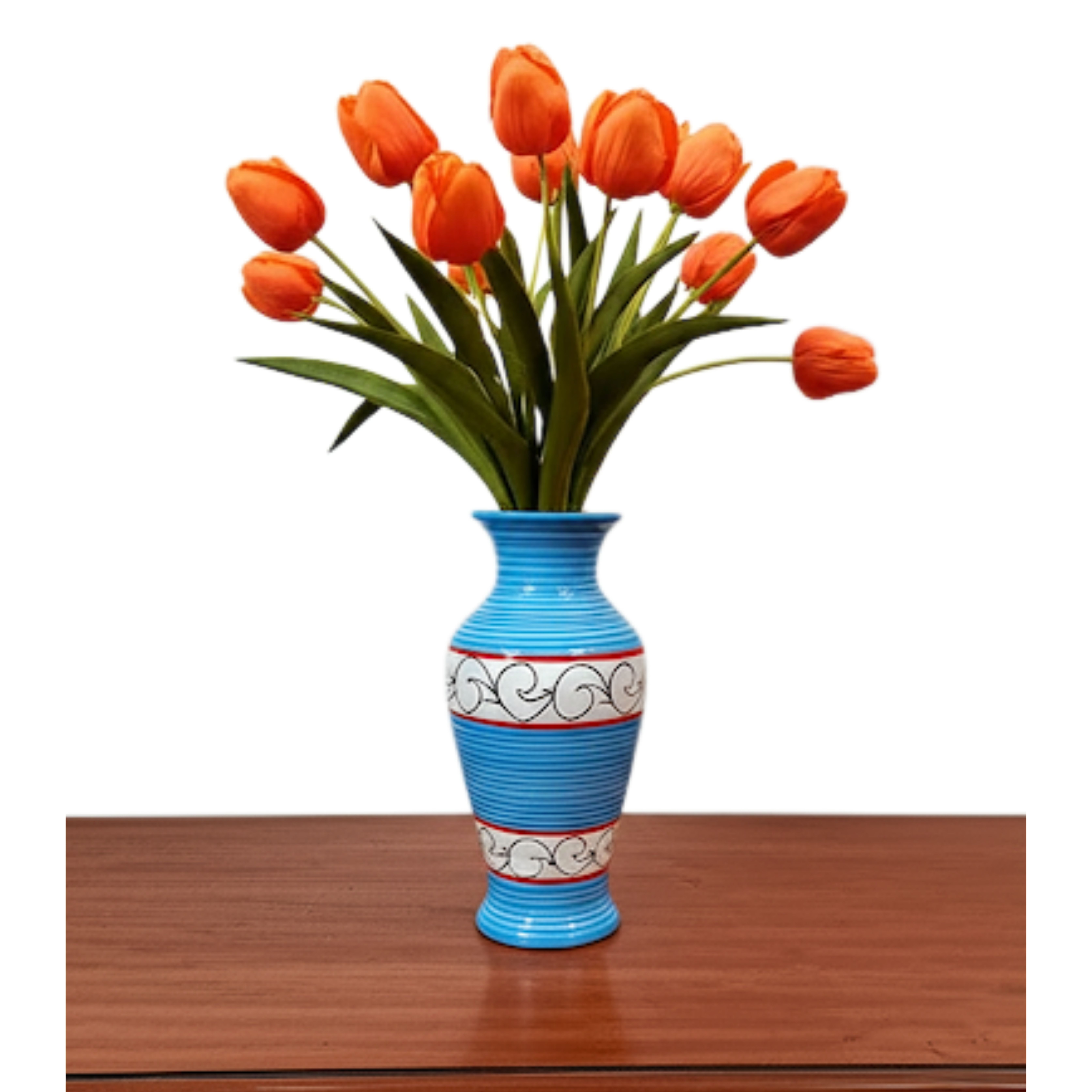 Vintage Flower Vase with Print