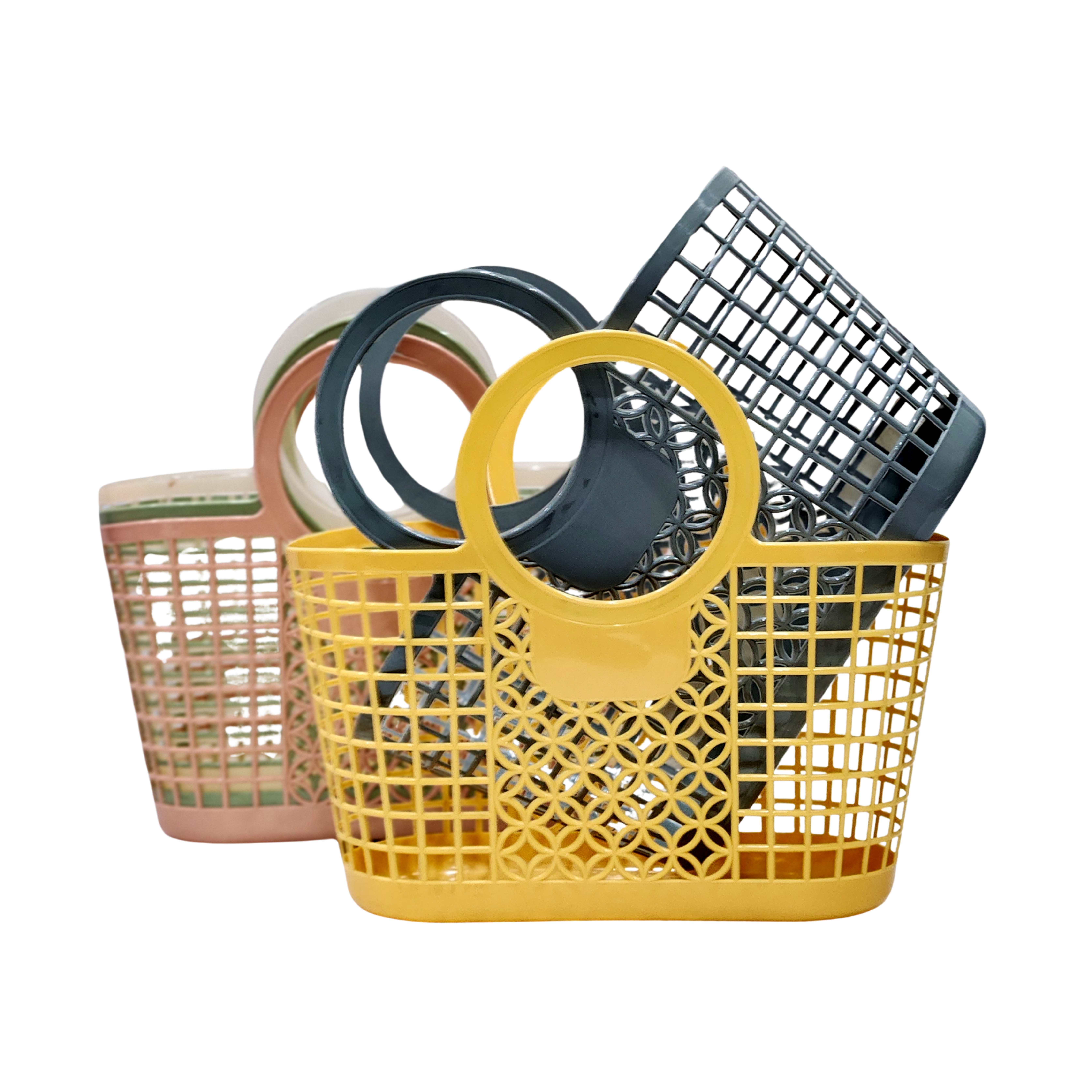 Plastic Tote Storage Basket with Handle