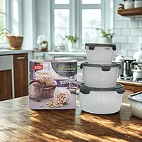 Set of 3 Lock & Seal Round Container Boxes